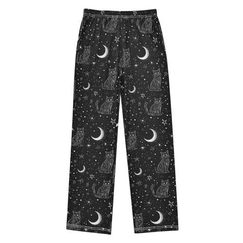 Pajama Bottoms, Pajamas Long Pant Celestial Cat Moon Lounge Wear Casual Sleep Pants Soft Pjs Sleepwear