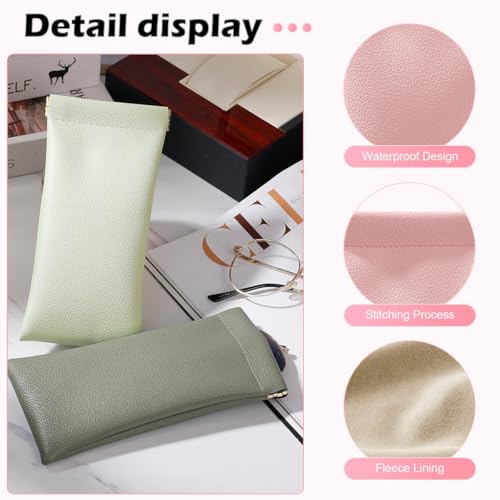 Image of soft glasses case leather sunglass cover squeeze top portable sunglasses case pouch glasses cover for women (5pcs)