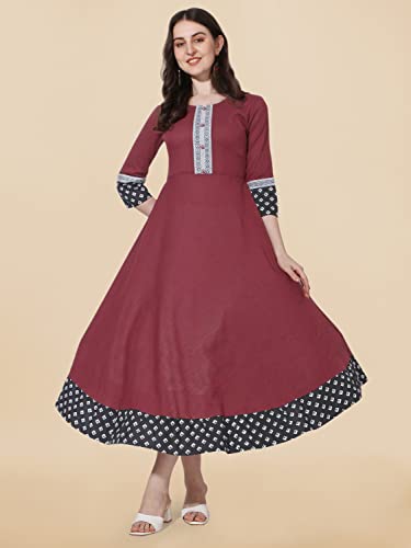 Image of MIRCHI FASHION Women's Straight Fit Rayon Sequins Embroidered and Polka Dots Printed Kurti Only