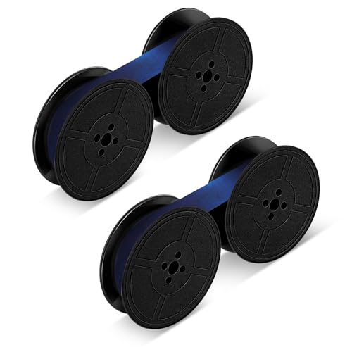 Psyqtsuary - Lot de 2 rouleaux de ruban encreur pour machine à écrire - Bleu - En nylon - Compatible avec les machines à écrire - Double bobine - Modèles classiques - -16%