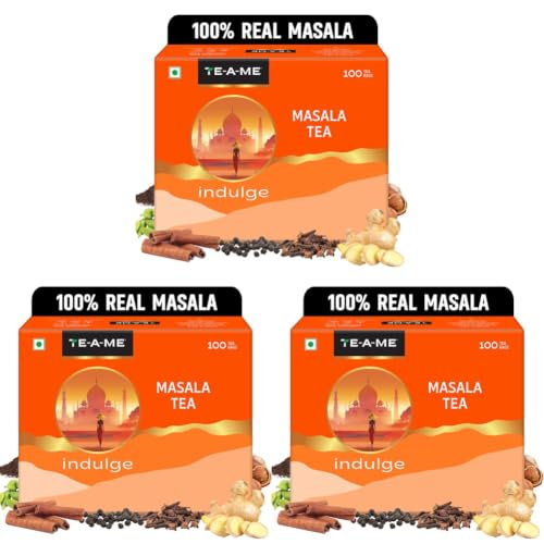 Image of TE-A-ME Masala Tea - 100 Tea Bags | Real - Masala Tea Bags | Masala Chai 100 Pieces (Pack of 3)