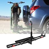 Porte-attelage de moto de 226,8 kg, pour moto tout-terrain, scooter, remorque, avec rampe de chargement et verrouillage anti-basculement