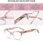 4 Pack Cat Eye Reading Glasses Blue Light Blocking for Women, Stylish Pattern Spring Hinges Computer Readers