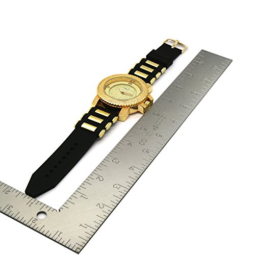 Milano Totally Iced Micro Pave Gold Tone Gold Hip Hop Men's Watch Watches Silicone Band #TOP4