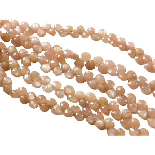 Perles en pierre de lune pêche pour collier, apprêts minéraux ovales facettés 8-11 mm