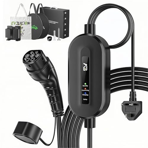 EVJUICION EV Charger Cable Type 2 to 3 Pin Plug 15M, [10A, 2.3kW] Electric Car Charger with Holder, IP67/IP65 Type 2 Charging Cable 3 Pin with LED Indicator Light, for Type 2 EVs and PHEV