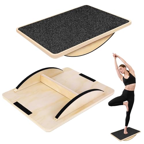 Balance Board Erwachsene, Balance Board aus Holz, Gleichgewichtstrainer, Rocker Board für Stabilitätstraining, Wackelbrett Physiotherapie für Büro, Tägliches Training, Dehnung der Muskeln Balance Board Erwachsene, Balance Board aus Holz, Gleichgewichtstrainer, Rocker Board für Stabilitätstraining, Wackelbrett Physiotherapie für Büro, Tägliches Training, Dehnung der Muskeln