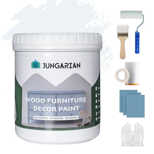 Comparison: Best Material For Painted Cabinets 3 Jungarian Furniture Paint Kit 16oz with Tools - Water-based & Low Odor All-in-One No Sanding - Matte Finish Indoor Outdoor Wood Paint for Cabinets, Doors, Tables and Dressers - White