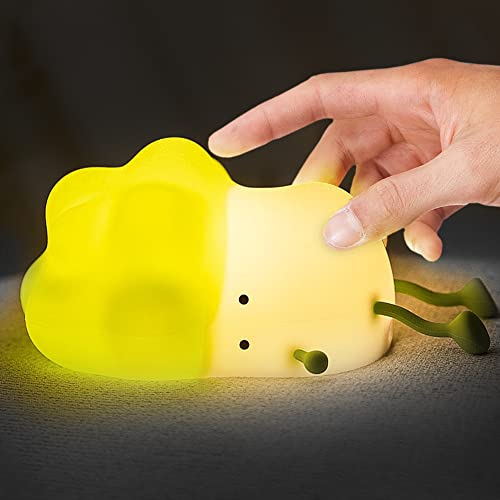 Lumoonosity Cabbage Night Light - Cool Cabbage Light For Bedroom Decor, Nursery Room Desk - Cute Green Bedside Lamps With 3 Light Modes - Silicone Touch Lamp - Squishy Kawaii Gift Ideas For Kids #TOP5