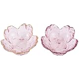 Hemoton 2pcs Seasoning Dishes,Glass Cherry Blossom Dish Pink Flower Snack Dip Bowls Soy Sauce Dish Cherry Blossom Shaped Bowl Decorative Bowl For Side Dishes, Ice Cream Sala Kitchen Gadgets