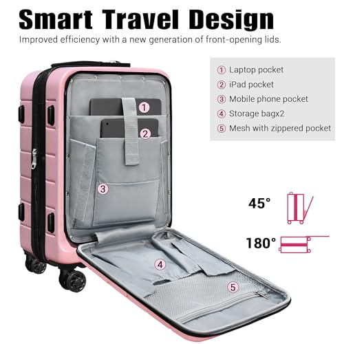KEYTANG Luggage Light Weight Hardside Expandable Luggage Spinner Wheels Luggage Suitcase W/TSA Lock 3-Piece Luggage Set,Include 20”Carry on Luggage Suitecase(20/24/28), Pink, NEW 001-3PCS, Luggage Wb by KEYTANG - Image 5