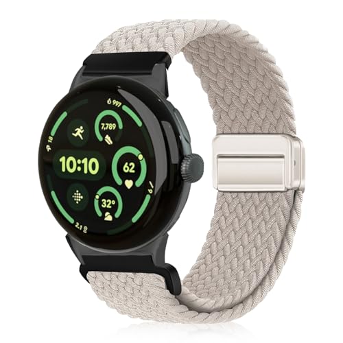 #rémunéré #Amazon<br>Bracelet Nylon Pour Google Pixel Watch 4/3 / 2/1 41mm Boucle Magnétique Bande De Remplacement Sport Compatible Avec Google Pixel Watch 1/2 / 3/4 41mm (Starlight)