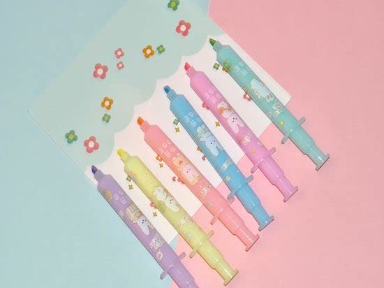 Image of YBN Set Of 6 Pcs Cute Kawaii Injection Shape Different Color Highlighters Office School Supplies Gift, Multicolor