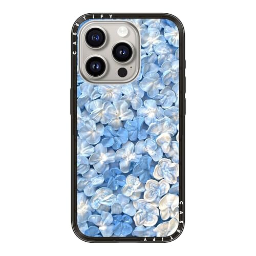CASETiFY Compact iPhone 15 Pro Case [Slim and Sleek/Wireless Charging Compatible / 4 ft. 2X Military Grade Drop Protection] - Blue Hydrangea - Clear Black by CASETiFY - Used condition - US$18.64