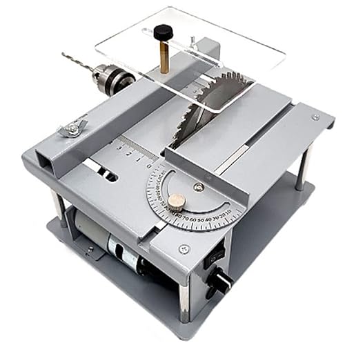 Mini Table Saw Portable - Bench Top Saw for Woodworking, Compact Electric Cutting Tool for DIY Projects, Tabletop Saw Indoor Use (19x16.5x10cm)