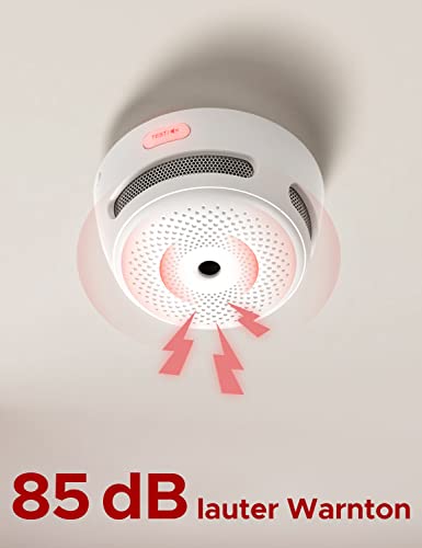 X-Sense Intelligenter Rauchwarnmelder mit photoelektrischem Sensor und austauschbarer Batterie,...