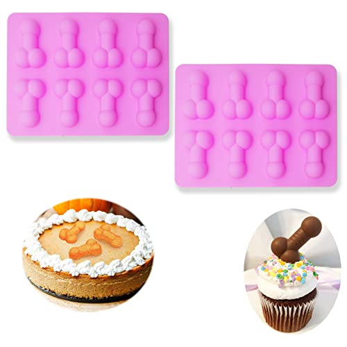 2 StüCk Silikonform, Mini Silikon Schokoladenform, 3D Neuheit Eiswürfelform Backformen für Schokolade, Süßigkeiten, Gelee, Kekse, EiswüRfel, Party, Bar (Pink) Cover