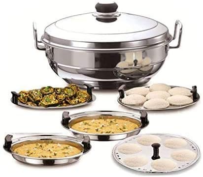 fairdeal Stainless Steel Idli Cooker Maker Multi Kadhai Induction Bottom Cookware Set Idli Dhokla Maker Steamer Multi Karahi Set Rudraksha Bracelet