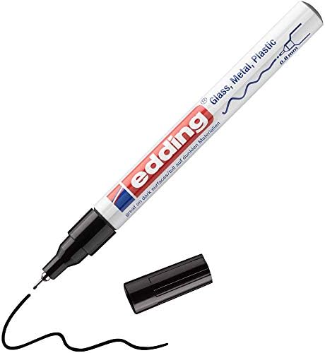edding 780 gloss paint marker - black - 1 paint marker - extra-fine round nib 0.8 mm - paint pen for glass, pebbles, wood, plastic, paper - waterproof, high coverage