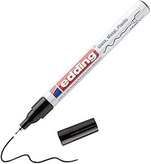 edding 780 gloss paint marker - black - 1 paint marker - extra-fine round nib 0.8 mm - paint pen for glass, pebbles, wood, plastic, paper - waterproof, high coverage