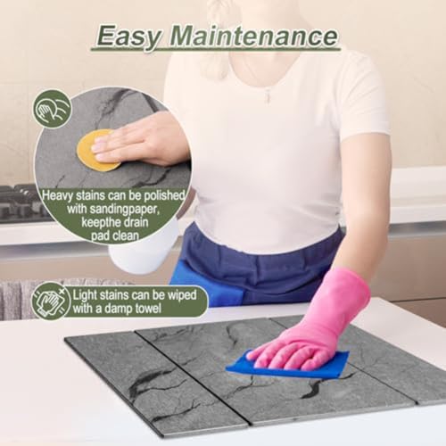 Alfombrilla de secado de platos de piedra para una encimera de cocina moderna y elegante 4