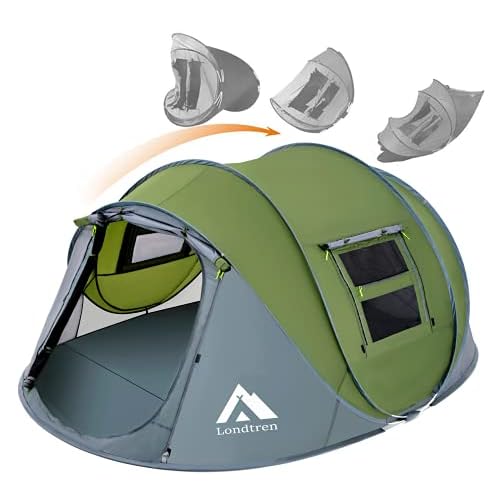 4 Person Easy Pop Up Tent Waterproof Automatic Setup 2 Doors-Instant Family Tents for Camping Hiking & Traveling