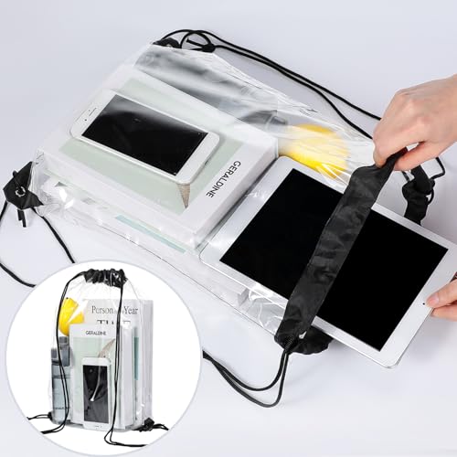 Riakrum 15 Pieces PVC Clear Drawstring Bag Small Waterproof Clear Plastic Drawstring Backpack For Stadiums Sporting Events (Black)4