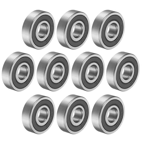 sourcing map 10pcs 6200RS Deep Groove Ball Bearings 10 x 30 x 9mm High Carbon Steel Double Sealed Bearings C3 Clearance Grade for Electric Motor, Home Appliances, Garden Machinery, Silver