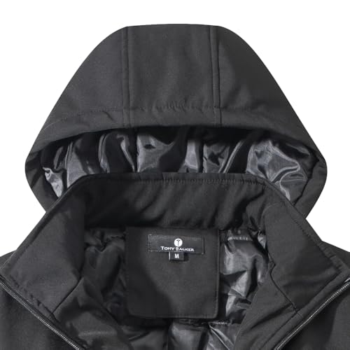 TONY BACKER Giacca Uomo Invernale Softshell Impermeabile Antivento con Cappuccio Staccabile, Giubbotto Cappotto Casual Trekking 3510