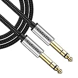 Gxfcyffs Cable Guitarra Electrica 1M, Cable 6.35 a 6.35 Estereo de Nailon Trenzado, Cable Jack 6.35 Macho a Macho con Núcleo de Cobre Plateado para Guitarra Eléctrica, Bajo, Amplificador, Teclado