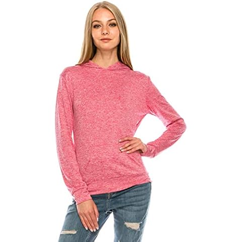 Eevee Women’s Pullover Hoodie Sweatshirt – Casual Lightweight Long Sleeve Basic Soft Hooded Top Sweater Activewear Sports Yoga ASJ-4002 ActFuchsia XL Cover