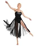 Damen Tanzkleidung ärmelloses Baumwolle Tanztrikot Pailletten Tüll Tanzkleid Maxikleid Karneval Halloween Party Performance Kleidung