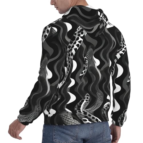 Sweat à capuche imprimé peau de serpent noir et blanc aux finitions soignées - 2