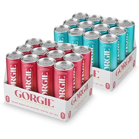 GORGIE Watermelon - Paradise Punch Bundle, Sugar-Free Natural Energy Drink Sparkling, Healthy Energy Drinks - Green Tea, Biotin, B Vitamins, Vegan, & Low Calorie (2 Packs of 12) Cover
