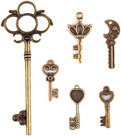 JuanYa Wholesale 70 Pieces Antique Bronze Vintage Skeleton Mixed Key Charms DIY Necklace Pendant for Handmade Jewelry Making