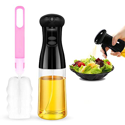 Botella dispensadora de pulverizador de aceite para cocinar a la parrilla, 200 ml de nebulizador de niebla fina de aceite de oliva rellenable,PET de grado alimenticio sin BPA, horneado de ensalada BBQ