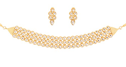 Touchstone “Contemporary Kundan Collection Indian Bollywood traditional Mughal Kundan polki bridal designer jewelry choker necklace set for women