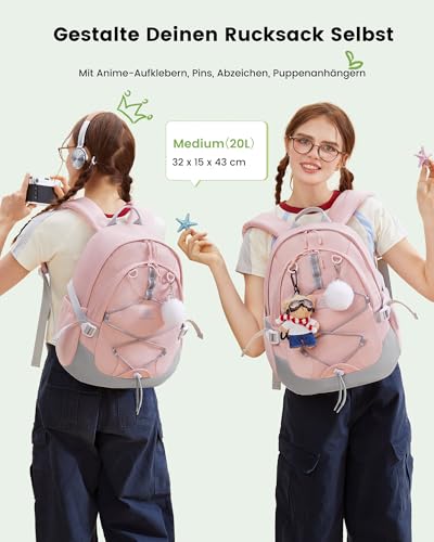 LOVEVOOK Schulrucksack Teenager Mädchen, Schulranzen 5 Klasse, Rucksack Kinder mit Brustgurt, Schultasche Damen leicht, School Bag Kinderrucksack ab 8 Jahre für Kindergarten Schule Uni Freizeit