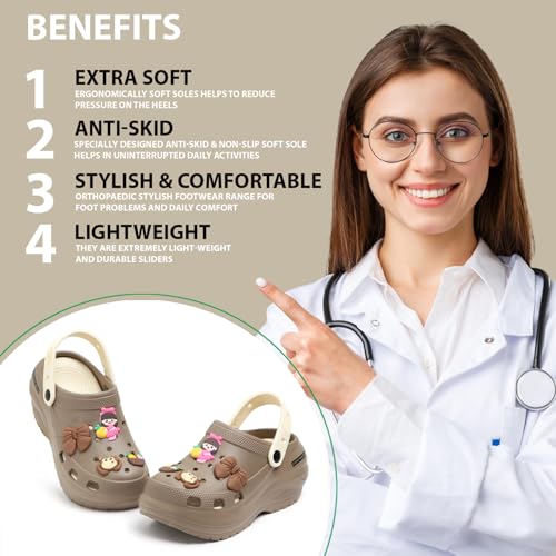 Image of DOCTOR HEALTH SUPER SOFT Women's Cartoon Charm Clogs | Lightweight EVA Slip-On Sandals | Breathable Anti-Slip Casual Garden Shoes for Boys Girls Indoor Outdoor Everyday Wear