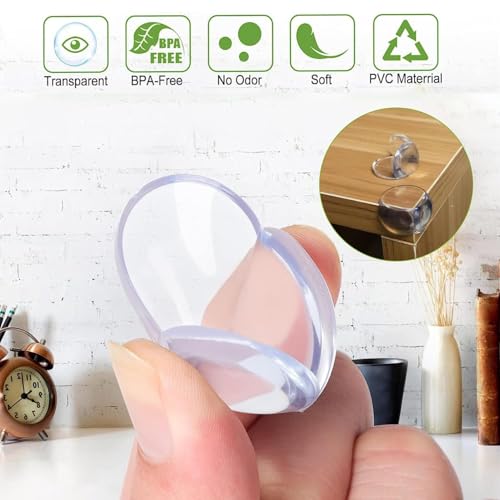 Image of Safe-O-Kid (Pack of 8) Ball Shaped Baby Safety Corner Guards with Strong 3 M Adhesive- Transparent Extra Safe, BPA Free, Non-Toxic, Elegant,Soft & Safe, Furniture Protectors - Transparent