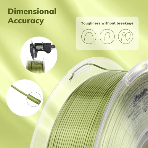 Image of AMOLEN Silk PLA 3D Printer Filament, Shiny Silk Bronze Green Metal Silk PLA Filament 1.75mm, High Speed 3D Printing PLA Filament for Most FDM 3D Printer, 1kg Spool(2.2lbs)