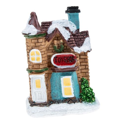 Ciieeo Resin Christmas Village House Decor Miniature Xmas Lighting for Home Bar and Restaurant Holiday Decoration for Garden and Festive Atmosphere and Charming Adornment