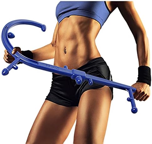Masacane Back Massage Hook Trigger Point Massager Tool, Handheld Self Massage Cane Therapy for Back Neck & Shoulder Pain Relief, Deep Muscle Knots Massage Stick for Women & Men (Blue)