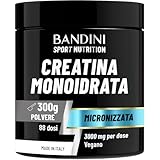 Bandini® Creatina Monoidrata in Polvere Pura al 100% - Integratore per Allenamento, Sport, Palestra e Pre Workout - Include Dosatore - 100% Vegan - A base di Creatine Monoidrato