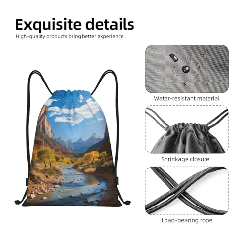Drawstring Backpack Sports Gym Bags Draw String Bag for Women Men Zion national park Drawstring Bags Sackpack3