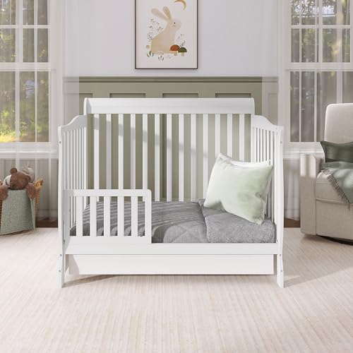 Image of Dream On Me Convertible Crib Toddler Guard Rail in White, Compatible with Select Dream On Me Cribs, Crib to Toddler Bed Conversion, Easily Attachable (21.25L x 1.2W x 12.25H)