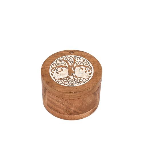 Samhita Spice Celler Acacia Wood Salt Box With Swivel Cover, Elegant Kitchen Salt Container Holder (3.5