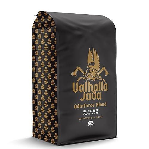 Image of Death Wish Coffee, Valhalla Java Whole Bean Coffee, Fair Trade and USDA Certified Organic - 5 Lb Bag
