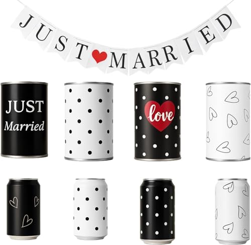 8PCS Handmade Tin Cans for Wedding Car Decorations with Just
