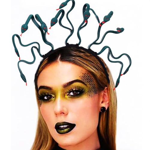 Zoestar Medusa - Diadema de serpiente, tocado de diosa griega, disfraz de Halloween, aro de pelo egipcio, accesorios para el cabello para mujeres y niñas (verde)